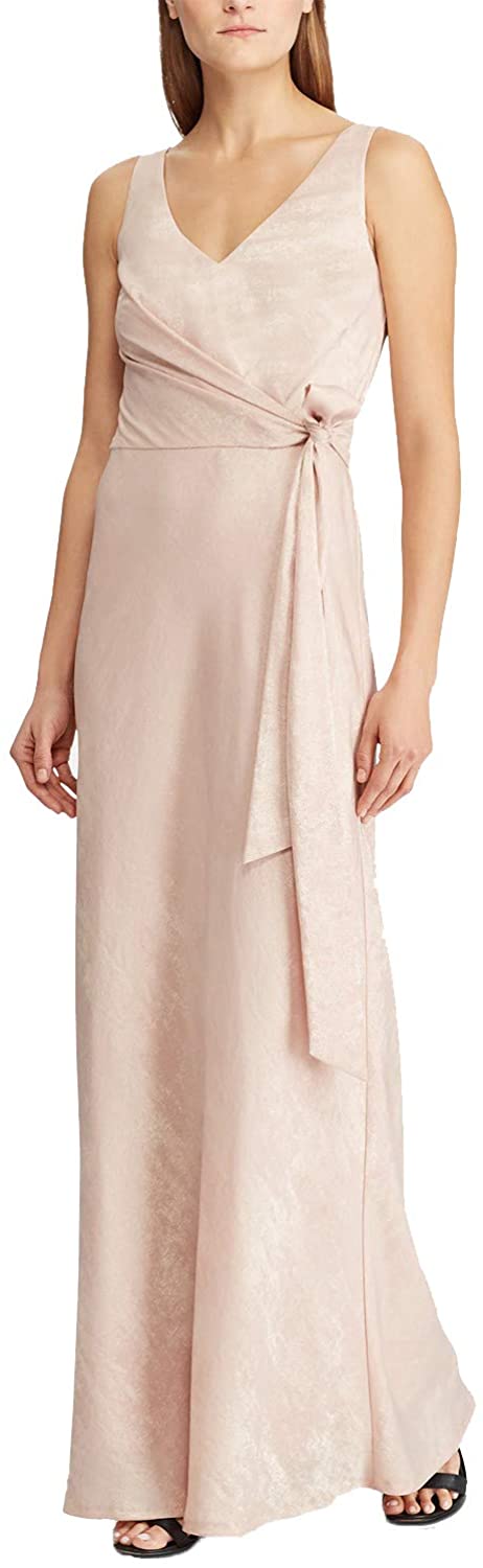 LAUREN RALPH LAUREN Womens Jaylene Shimmer Tie-Front Evening Dress