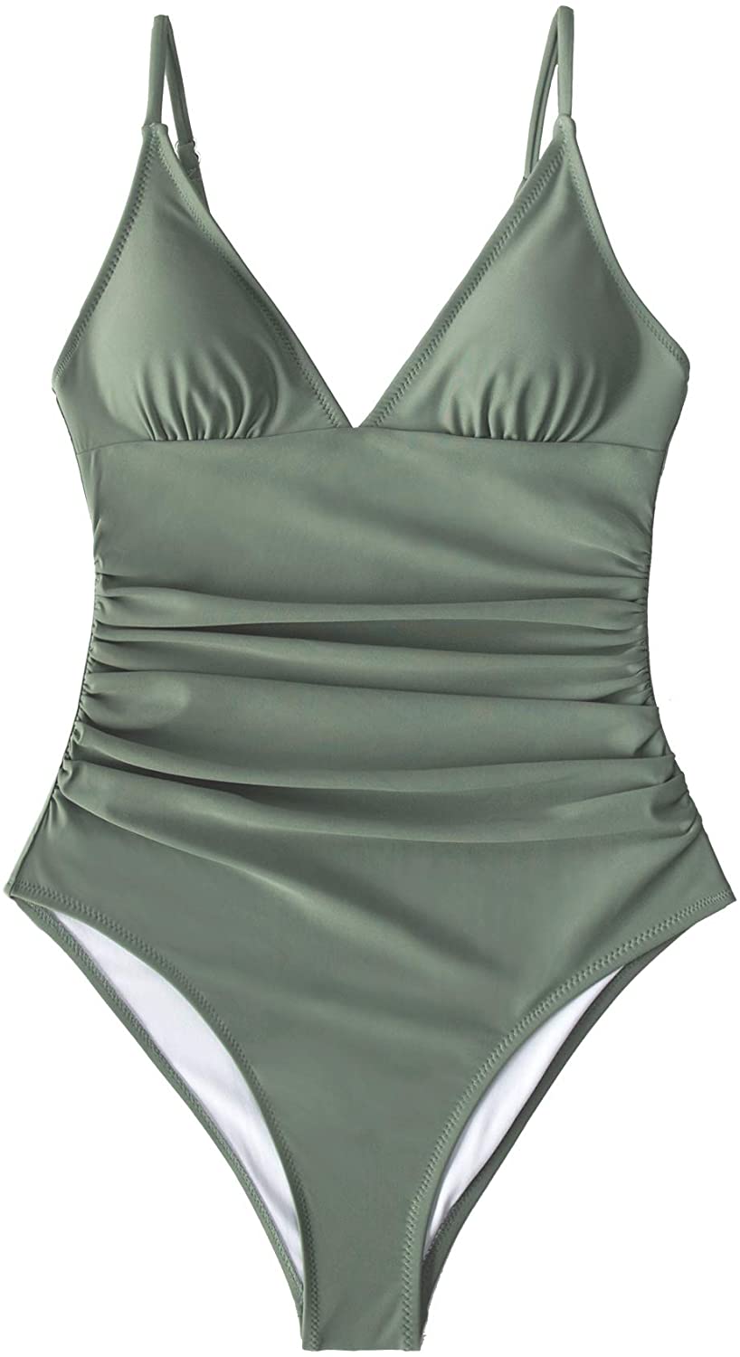 CUPSHE Women's One Piece Swimsuit Tummy Control V Neck Two Piece Bathing Suit