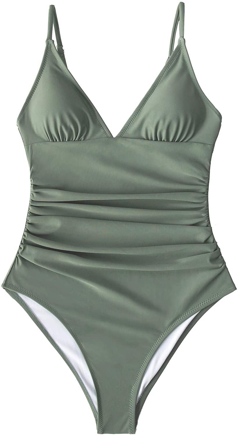 CUPSHE Women's One Piece Swimsuit Tummy Control V Neck Two Piece Bathing Suits - JOY2ESpree