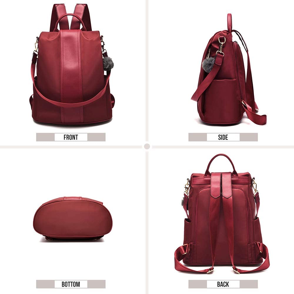 Women Backpack Purse Waterproof Nylon Anti-theft Rucksack Lightweight Shoulder Bag