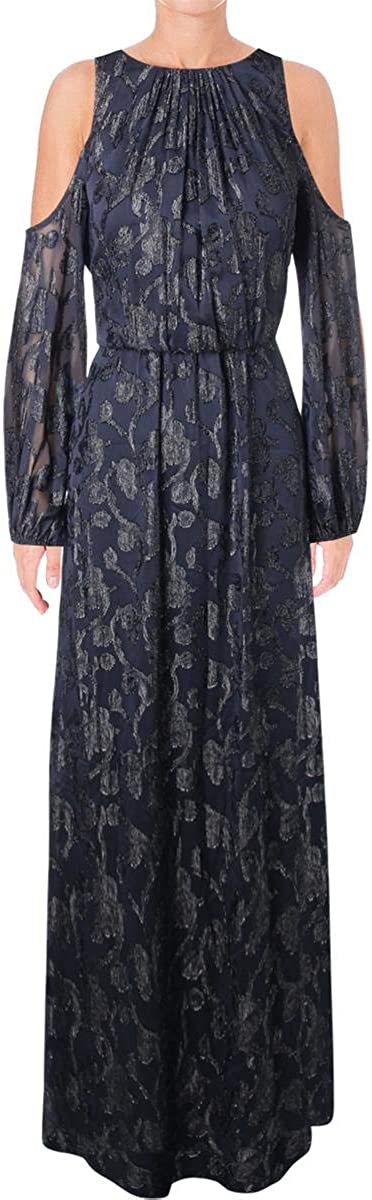 Ralph Lauren Womens Burnout Cold Shoulder Gown Dress