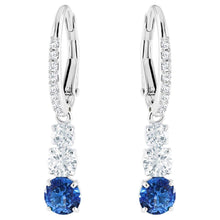 
                        
                          Load image into Gallery viewer, Swarovski Attract Trilogy Round Pierced Earrings Blue One Size - JOY2ESpree
                        
                      