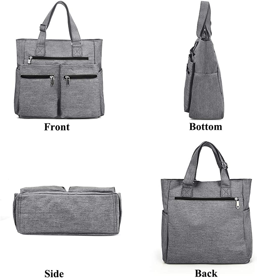 Canvas Tote Bag Waterproof Nylon Multi Pocket Shoulder Bags Laptop Work Bag Teacher Purse and Handbags for Women & Men