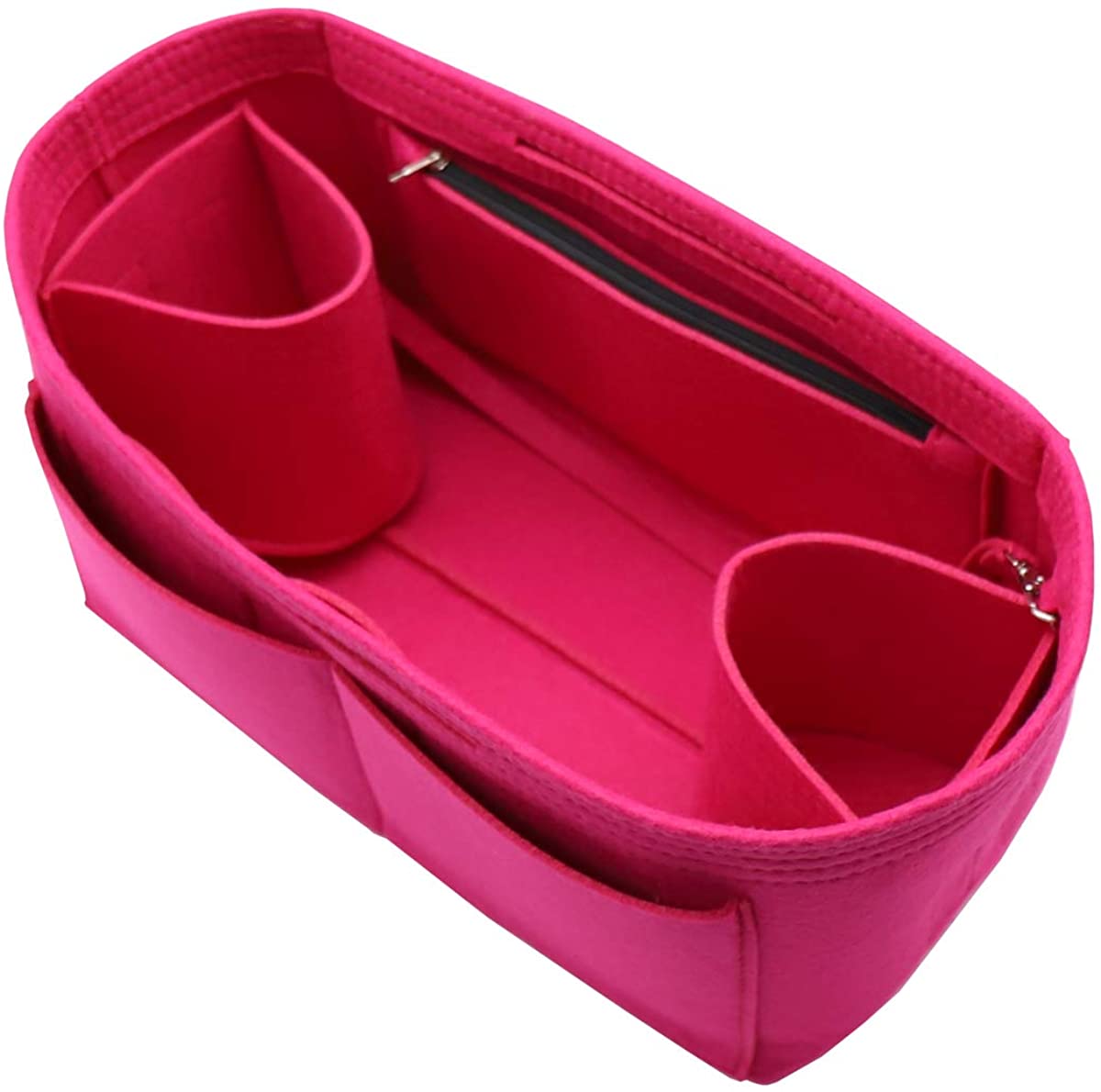 Felt Purse Organizer Insert Zipper Pocket with Two Removeable Bottle Holder