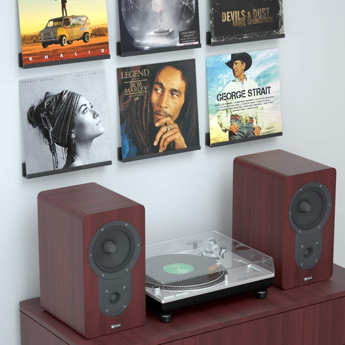 NIUBEE Black Vinyl Record Shelf Wall Mount 6 Pack - JOY2ESpree