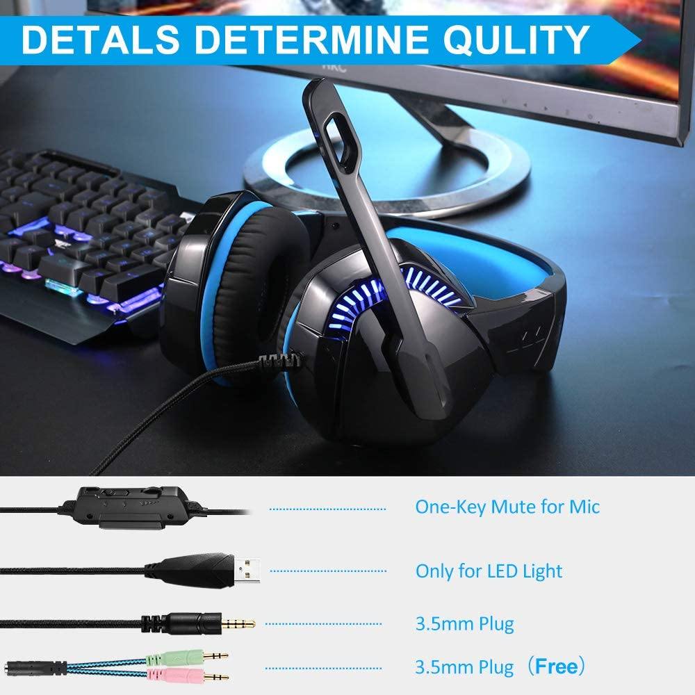 PS4 Gaming Headset with 7.1 Surround Sound, Xbox One Headset with Noise Canceling Mic & LED Light - JOY2ESpree