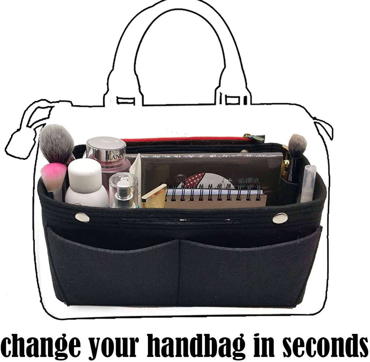 Felt Purse Organizer Insert Bag organizer Multi Pocket Bag in Bag Organizer Shaper