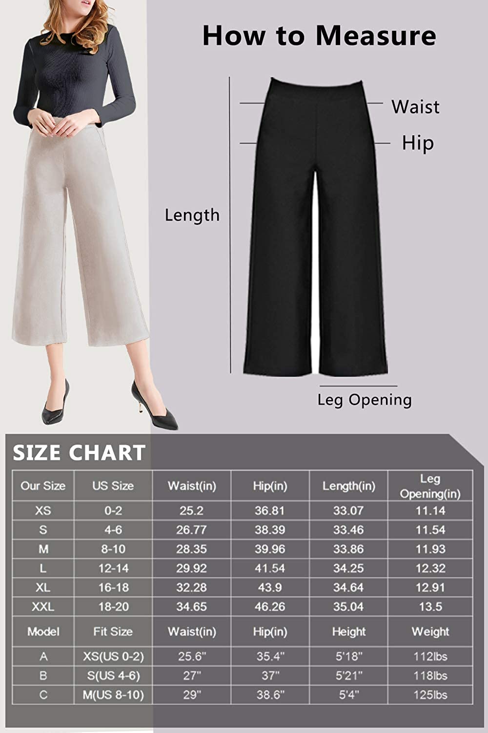 Tsful High Waisted Wide Leg Pants for Women Summer Business Casual Crop Dress Pants Stretch Pull On Capris
