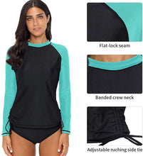 
                        
                          將圖片載入圖庫檢視器 CharmLeaks Women's Long Sleeve Rashguard UPF 50 Sun Protection Swimsuit Top Striped Swim Shirts
                        
                      