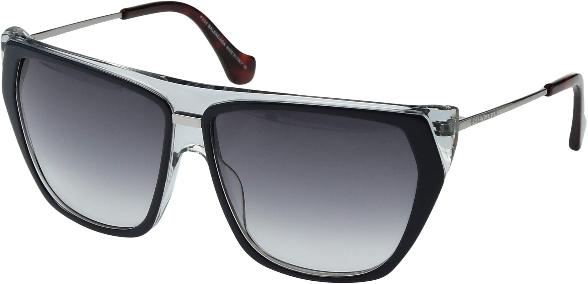 Balenciaga BA0105 Blue On Crystal/Red Havana Temple Tips/Light Ruthenium/Gradient One Size