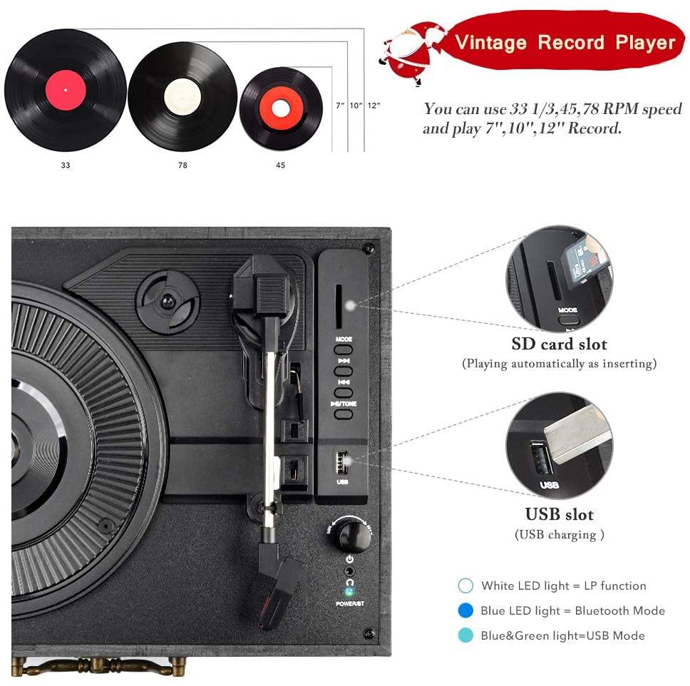 Record Player with Speakers Vinyl Record Player Wireless Turntables - JOY2ESpree
