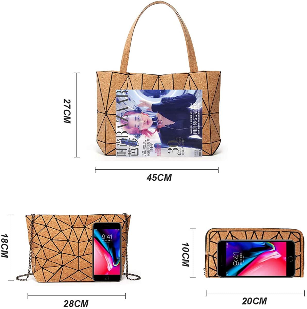Women Fashion Handbags Wallet Tote Bag Shoulder Bag Top Handle Satchel Purse Set 4pcs