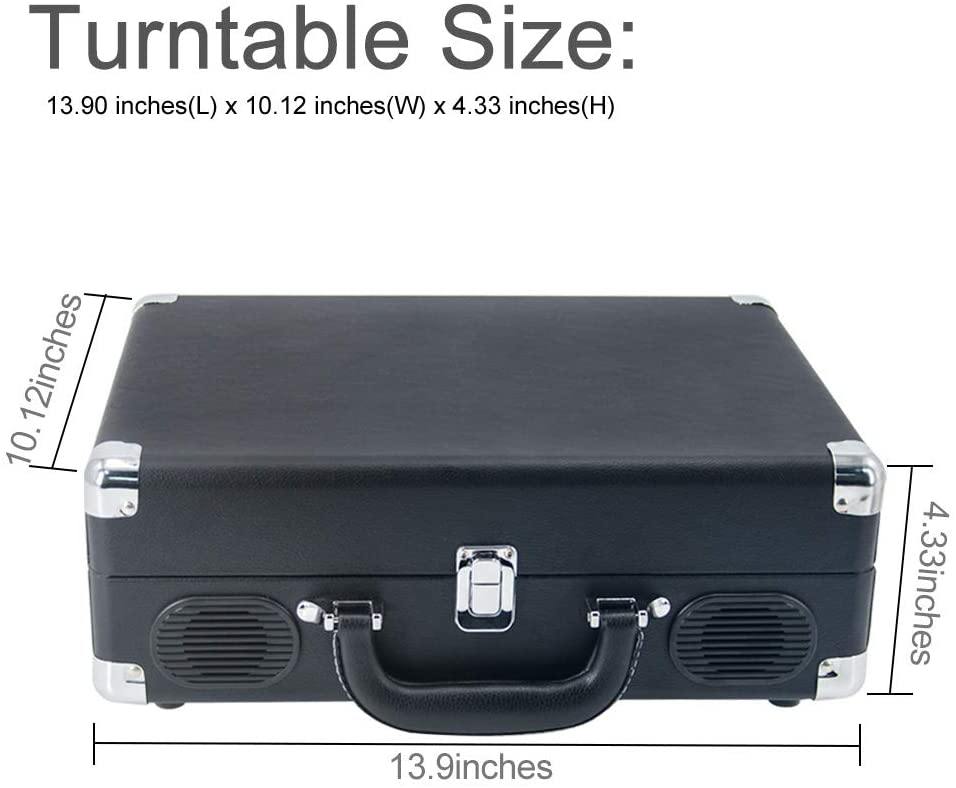 LP&No.1 Portable Suitcase Turntable with Stereo Speaker,3 Speeds Belt-Drive Vinyl Record Player Black - JOY2ESpree