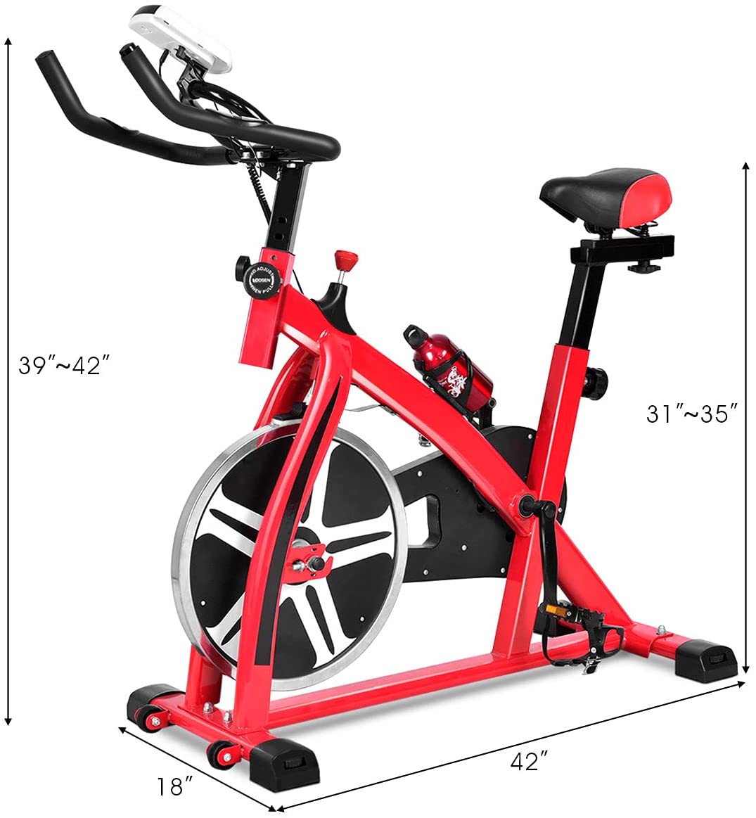 Goplus Indoor Cycling Bike, Stationary Bicycle Exercise Bike with Flywheel, LCD Display - JOY2ESpree