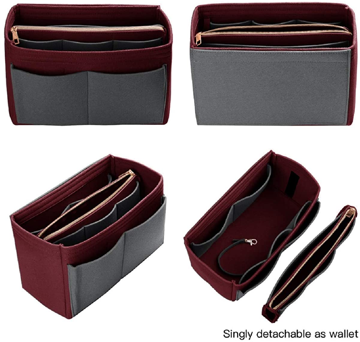 Purse Organizer Insert, Felt Bag organizer with zipper, Handbag & Tote Shaper, For Speedy Neverfull Tote, 5 Sizes