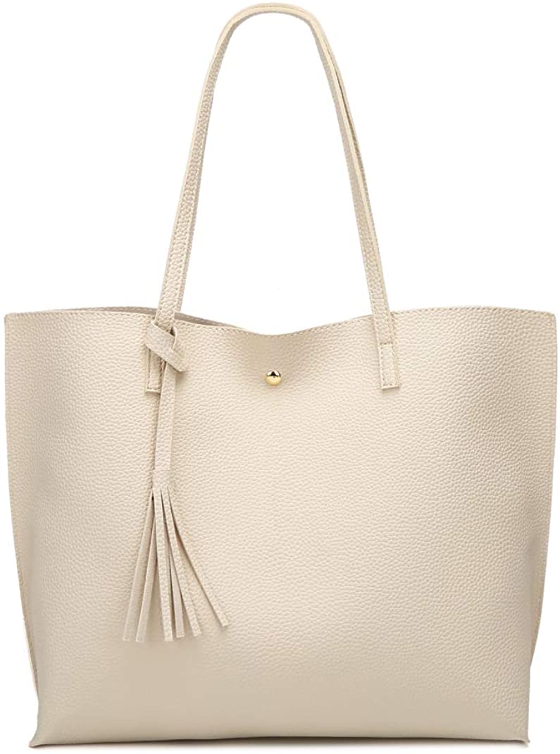 Women's Soft Faux Leather Tote Shoulder Bag from Dreubea, Big Capacity Tassel Handbag