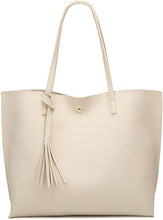 
                        
                          將圖片載入圖庫檢視器 Women's Soft Faux Leather Tote Shoulder Bag from Dreubea, Big Capacity Tassel Handbag
                        
                      