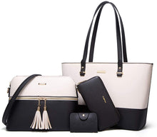 
                        
                          Load image into Gallery viewer, Women Fashion Handbags Wallet Tote Bag Shoulder Bag Top Handle Satchel Purse Set 4pcs
                        
                      