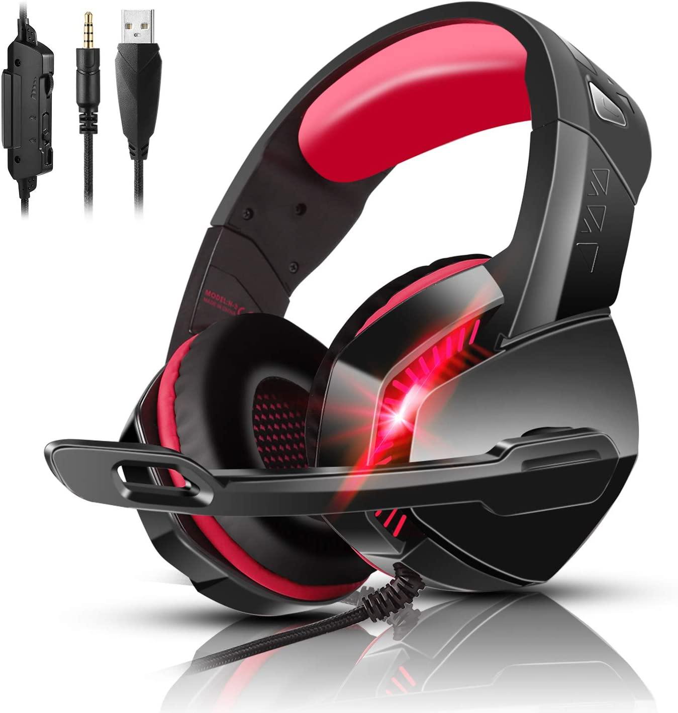 PS4 Gaming Headset with 7.1 Surround Sound, Xbox One Headset with Noise Canceling Mic & LED Light - JOY2ESpree