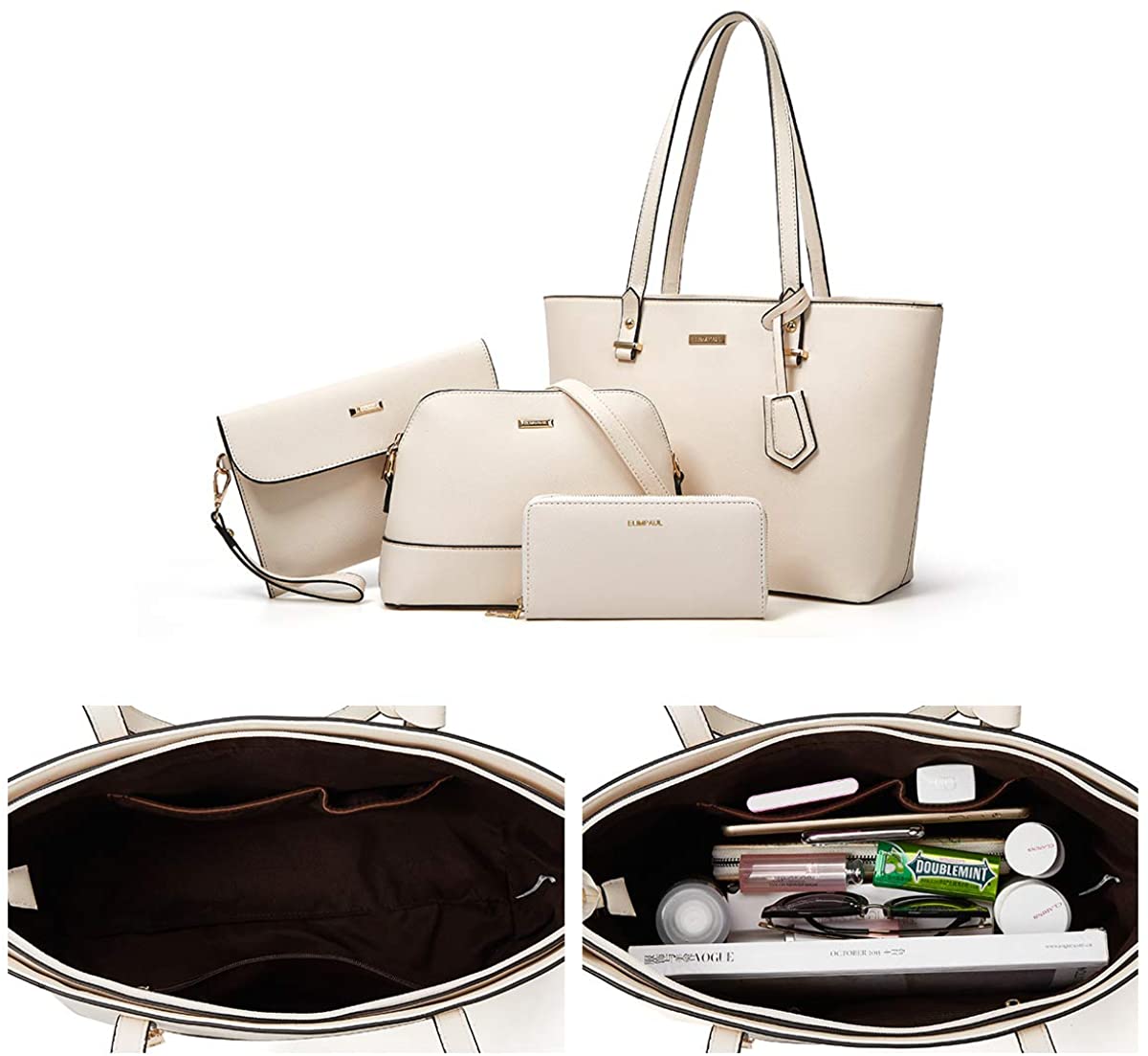 Women Fashion Handbags Wallet Tote Bag Shoulder Bag Top Handle Satchel Purse Set 4pcs