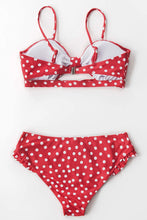 
                        
                          Load image into Gallery viewer, CUPSHE Women's Red Polka Dot Cutout Ruffles Back Hook Closure Bikini Sets
                        
                      