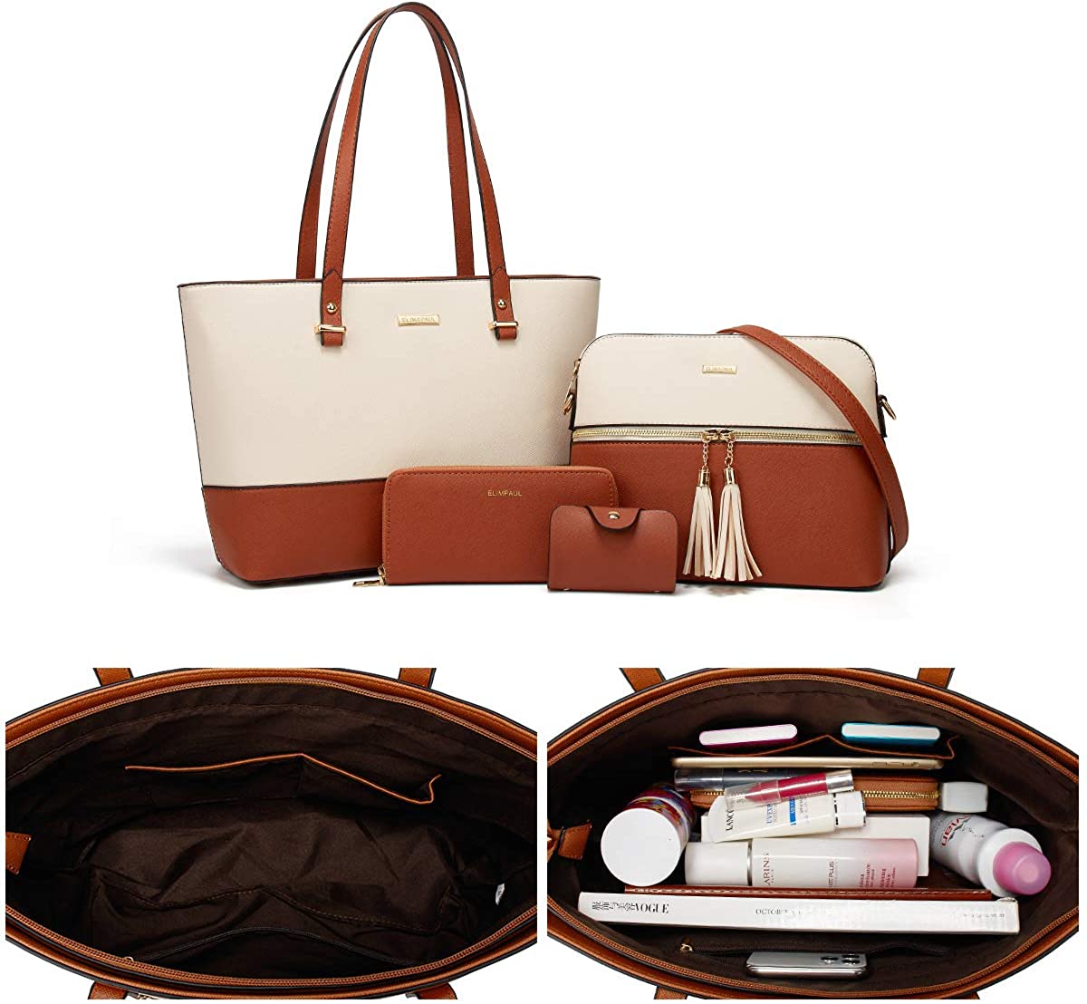 Women Fashion Handbags Wallet Tote Bag Shoulder Bag Top Handle Satchel Purse Set 4pcs