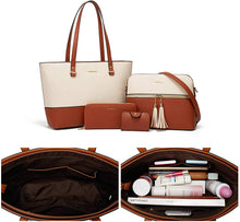 
                        
                          Load image into Gallery viewer, Women Fashion Handbags Wallet Tote Bag Shoulder Bag Top Handle Satchel Purse Set 4pcs
                        
                      
