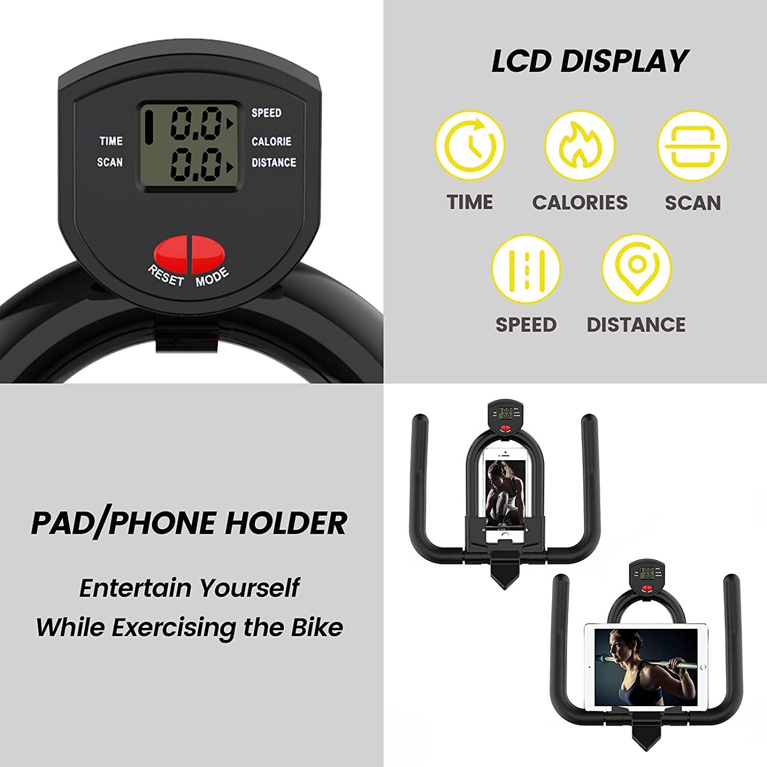 pooboo Magnetic Exercise Bikes Indoor Cycling Bikes Belt Driven Stationary Bike with LCD Display and Ipad Holder for Home Cardio Training - JOY2ESpree