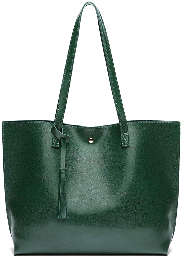 Women's Soft Faux Leather Tote Shoulder Bag from Dreubea, Big Capacity Tassel Handbag
