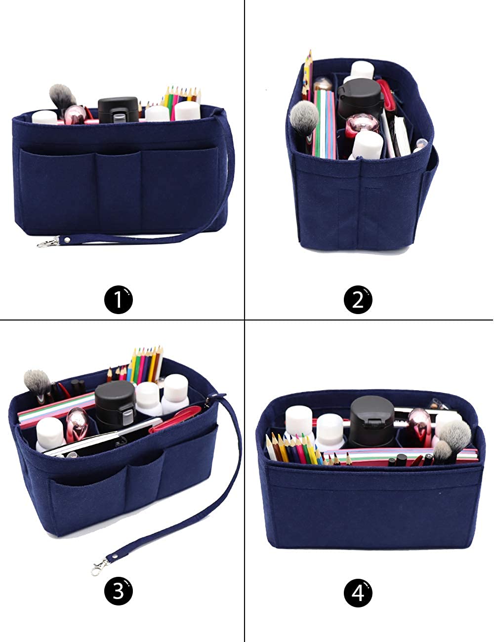 Felt Fabric Purse Tote Diaper Bag Organizer Insert Bag in Bag with Zipper Inner Pocket For Neverfull Speedy
