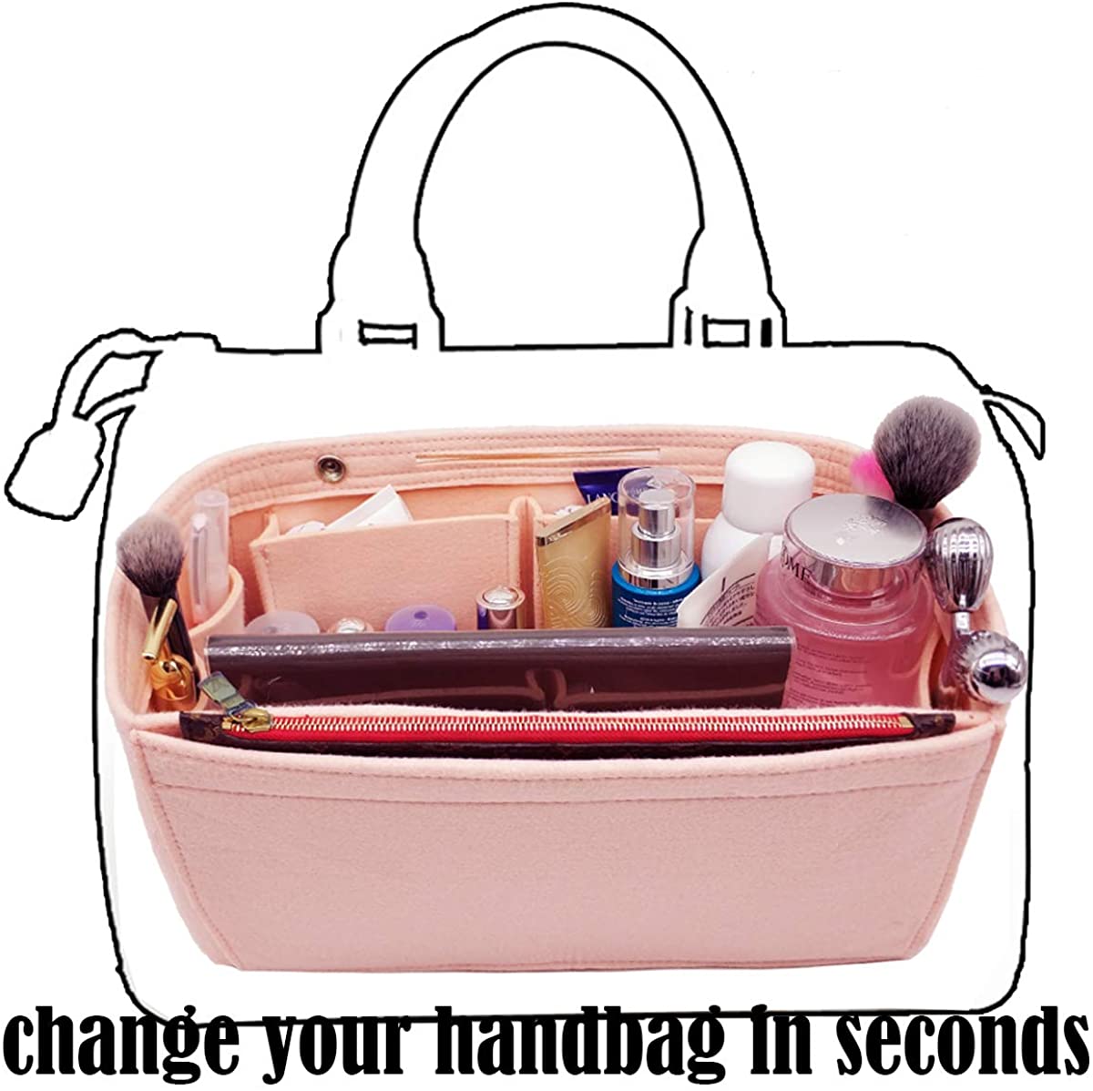 Felt Purse Organizer Insert Bag organizer Multi Pocket Bag in Bag Organizer Shaper