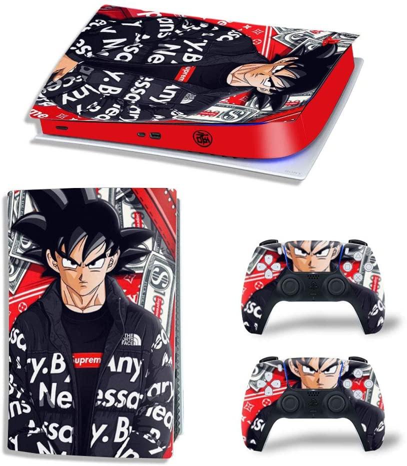 PS5 Console Skin and PS5 Controller Skins Set, Playstation 5 Skin Wrap Decal Sticker PS5 Digital Edition, Goku Anime Decal Kit - JOY2ESpree