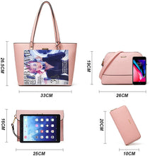 
                        
                          Load image into Gallery viewer, Women Fashion Handbags Wallet Tote Bag Shoulder Bag Top Handle Satchel Purse Set 4pcs
                        
                      