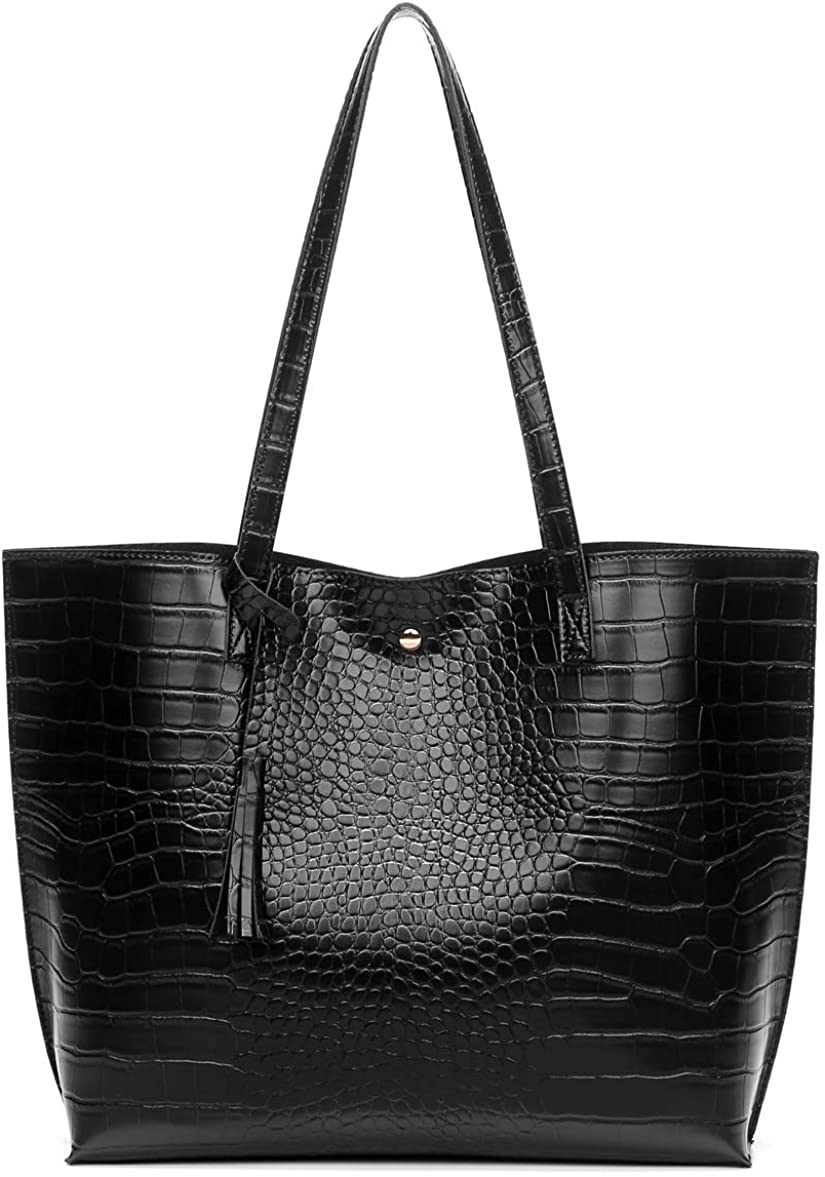 Women's Soft Faux Leather Tote Shoulder Bag from Dreubea, Big Capacity Tassel Handbag