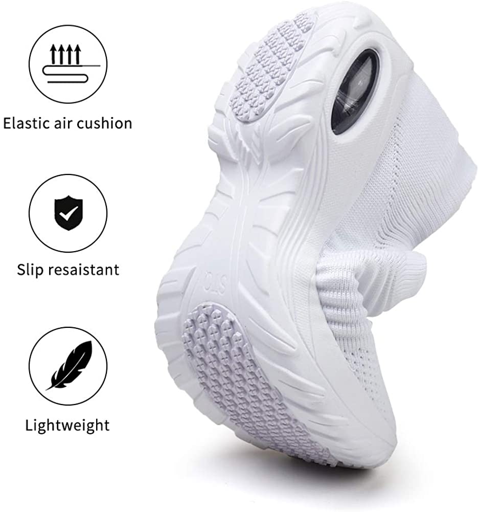 STQ Slip On Breathe Mesh Walking Shoes Women Fashion Sneakers Comfort Wedge Platform Loafers