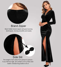 
                        
                          Load image into Gallery viewer, Ababalaya Long Sleeve Wrap Velvet Long Formal Dresses Cocktail Dress
                        
                      