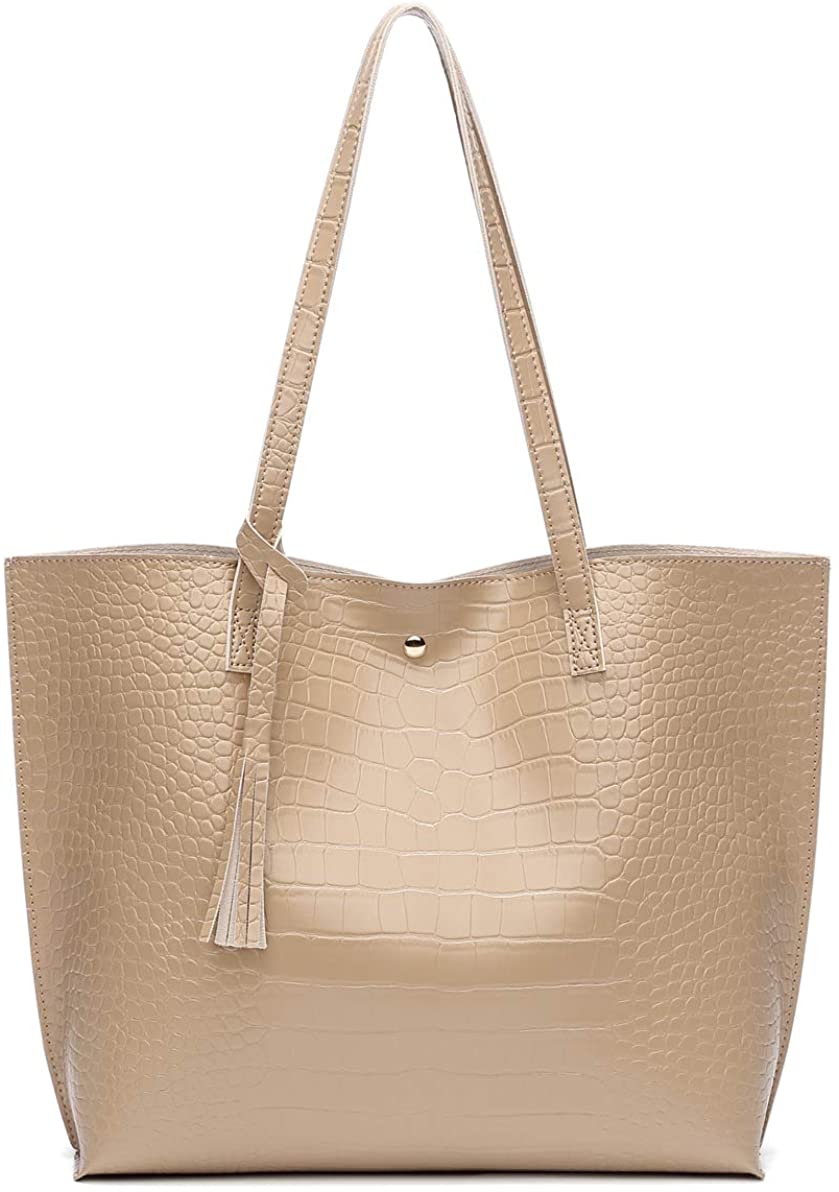 Women's Soft Faux Leather Tote Shoulder Bag from Dreubea, Big Capacity Tassel Handbag