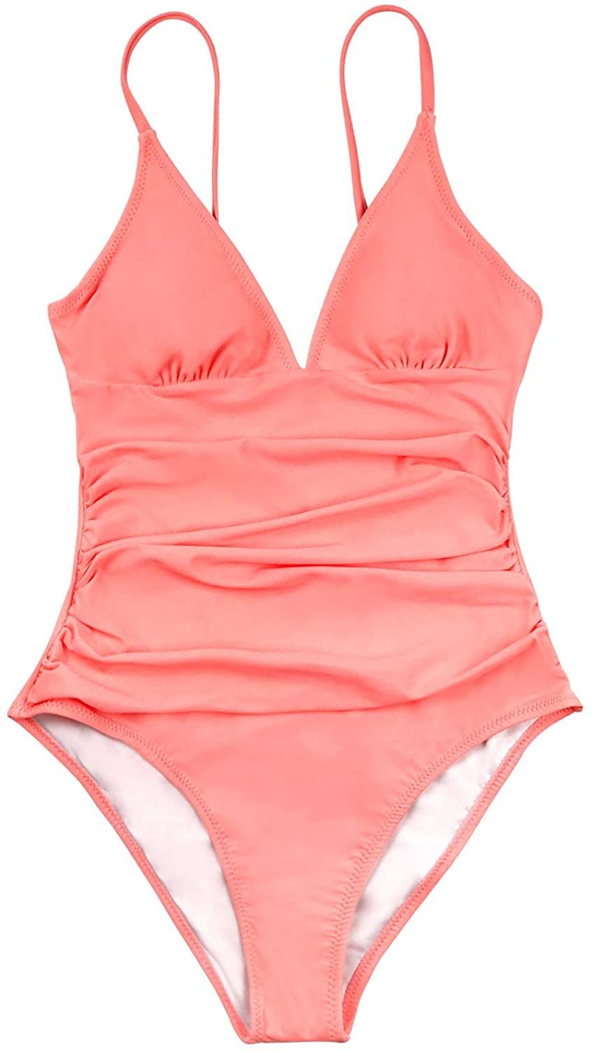 CUPSHE Women's One Piece Swimsuit Tummy Control V Neck Two Piece Bathing Suits - JOY2ESpree