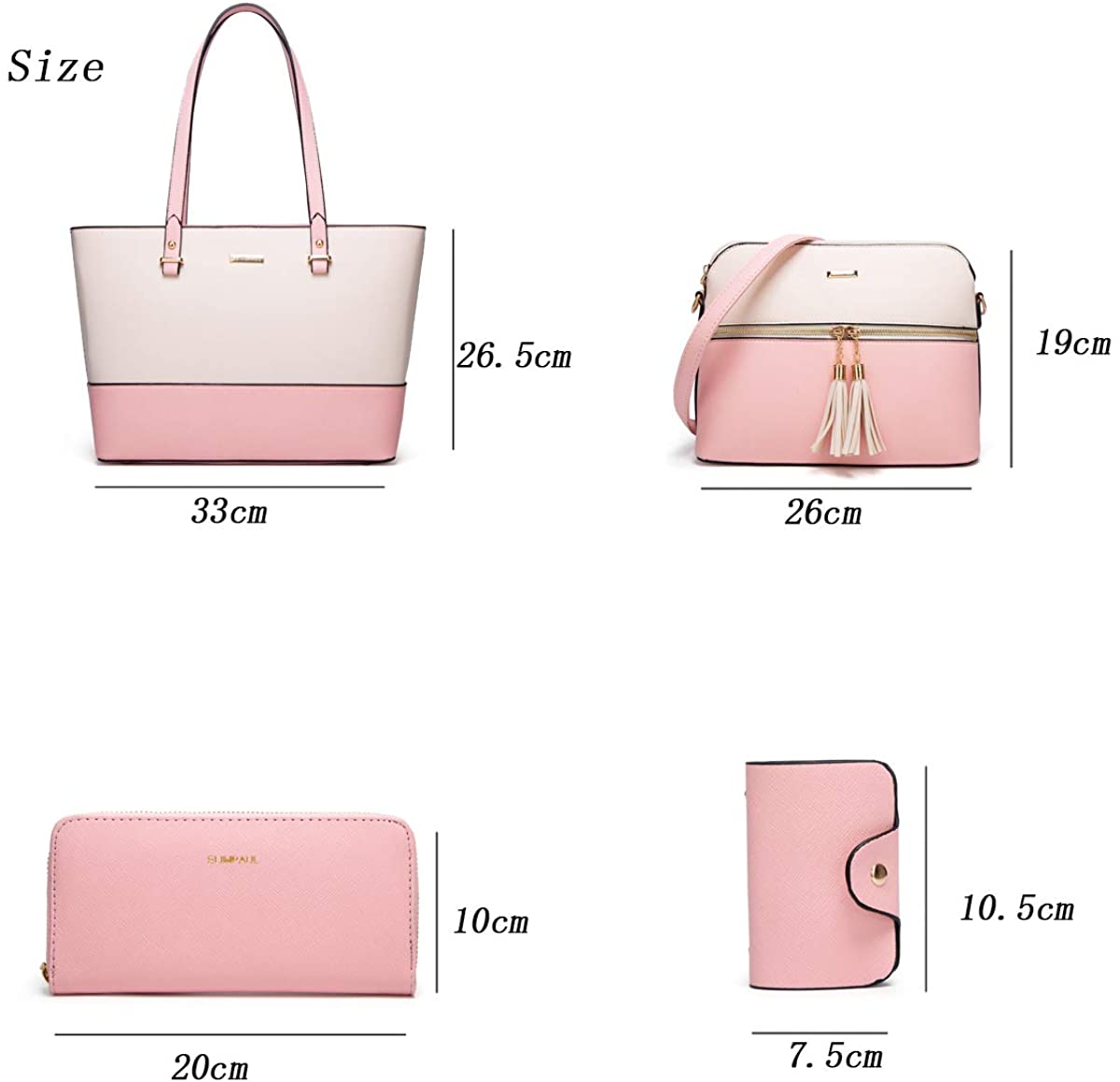 Women Fashion Handbags Wallet Tote Bag Shoulder Bag Top Handle Satchel Purse Set 4pcs
