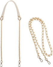 
                        
                          Load image into Gallery viewer, kilofly 2pc Gold Plated Faux Leather Removable Clutch Chain Shoulder Straps Set
                        
                      
