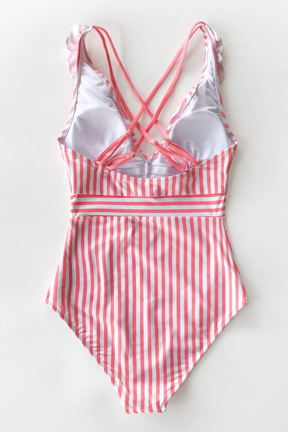 CUPSHE Women's V Neck One Piece Swimsuit Ruffled Back Cross Swimwear