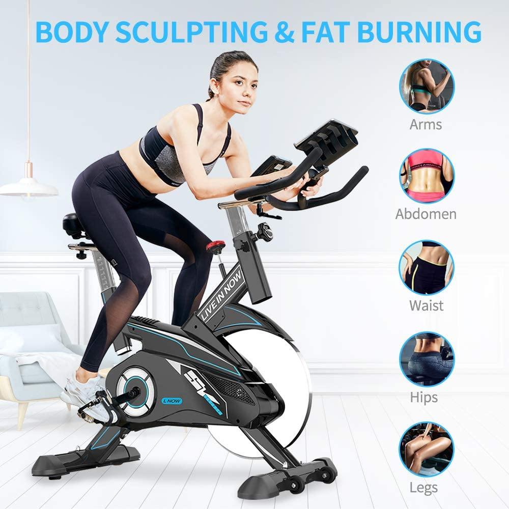 pooboo Exercise Bike, Indoor Cycling Bike Stationary Belt Drive - JOY2ESpree