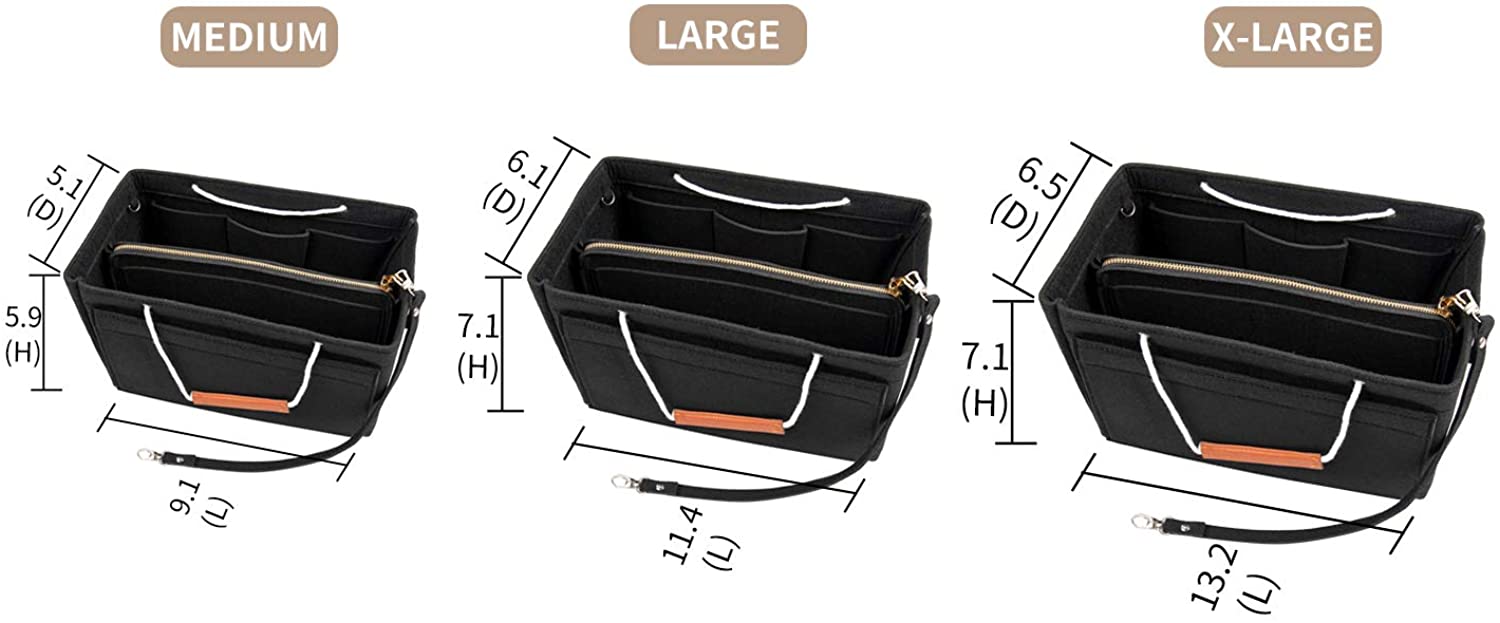 Purse Bag Organizer Insert with Lots of Different Size Spaces Divider Shaper for Speedy Shoulder Hobo Bag Keep Stuff Organized