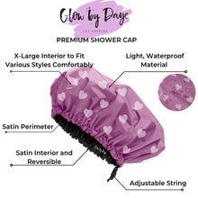
                        
                          Load image into Gallery viewer, Large Satin Lined Shower Cap- Adjustable, Waterproof, Satin Interior for Hair Protection
                        
                      