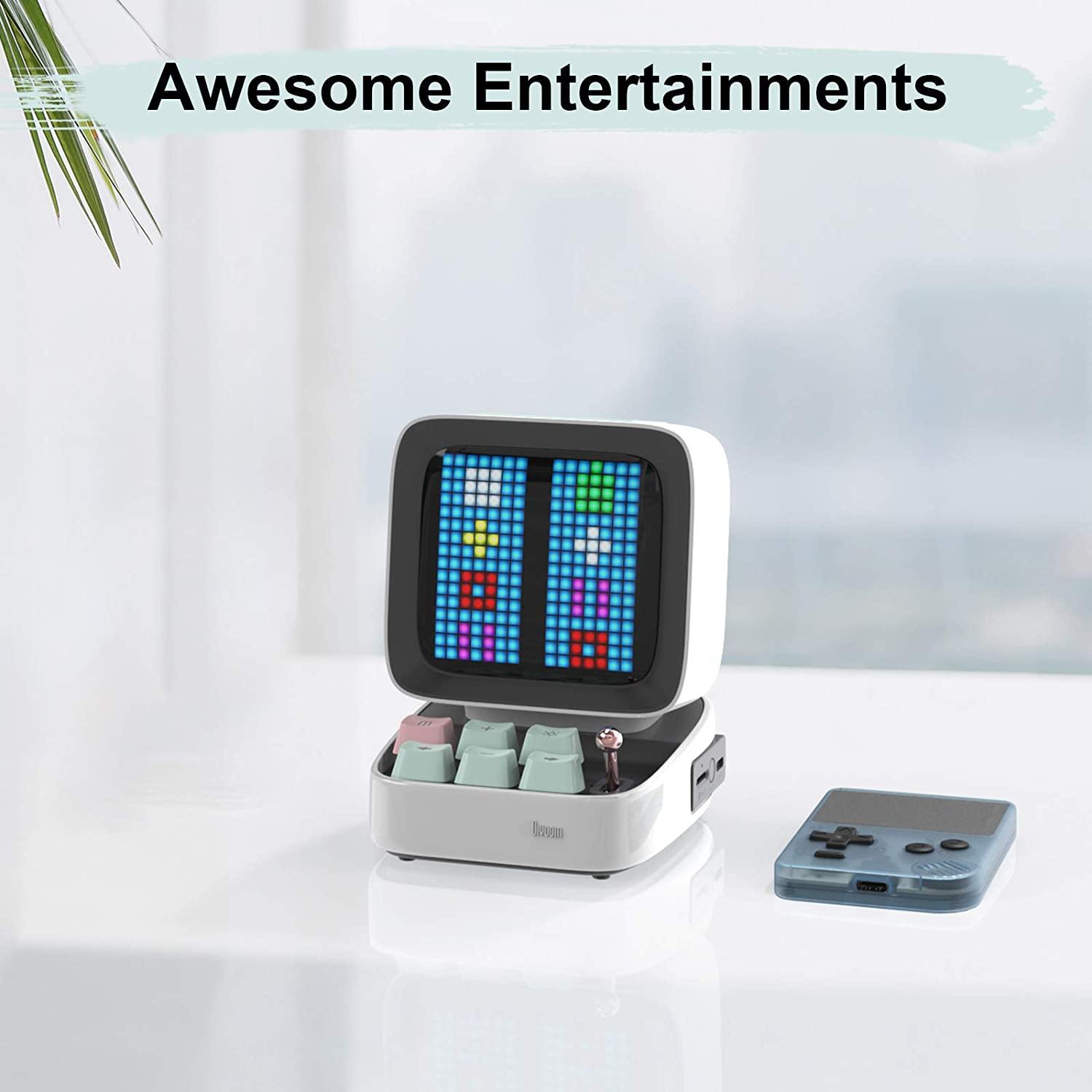 Divoom Ditoo Retro Pixel Art Game Bluetooth Speaker with 16X16 LED App Controlled Front Screen (Black) - JOY2ESpree