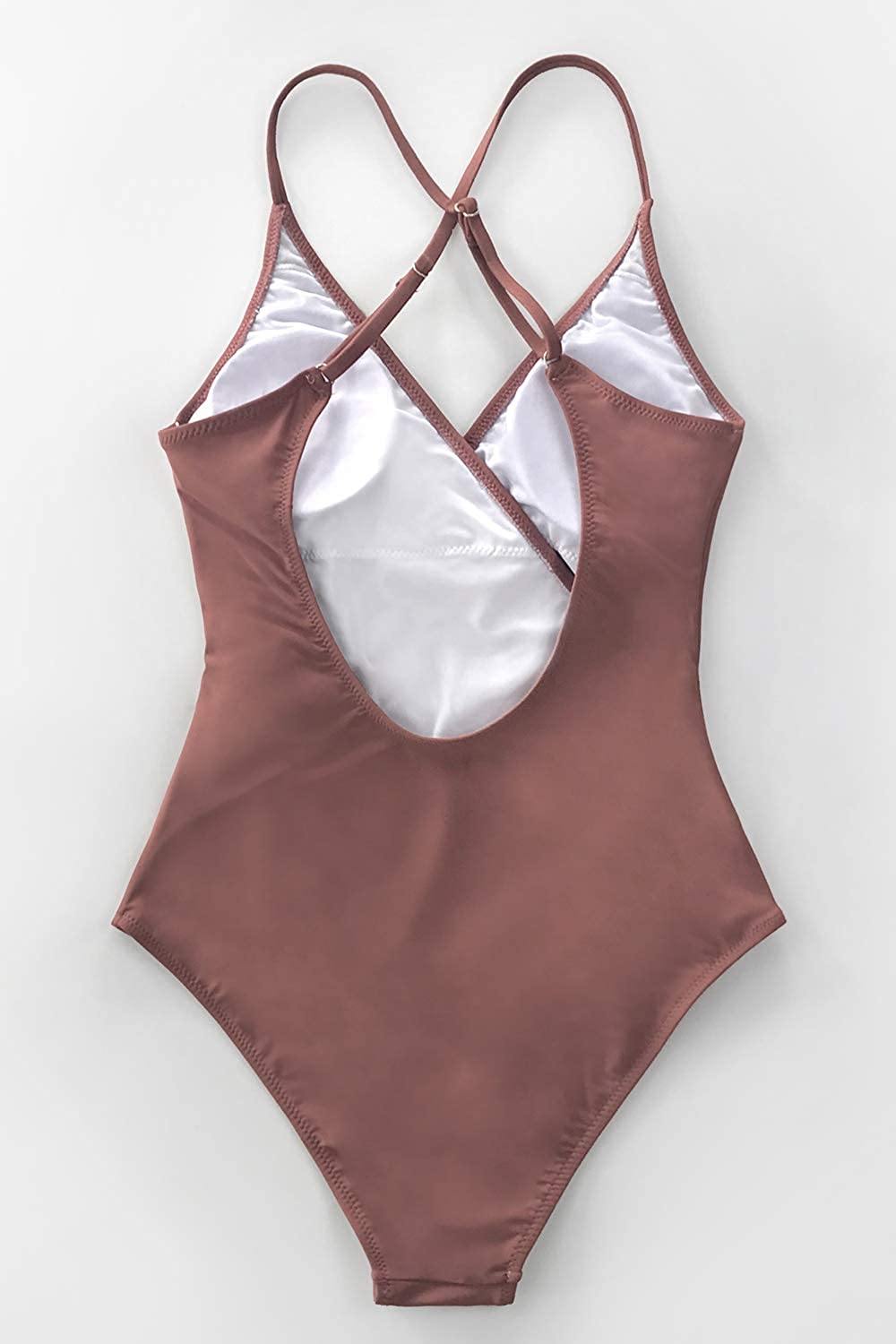 CUPSHE Women's One Piece Swimsuit Wrap Tie Side Cross Back Swimwear Bathing Suits - JOY2ESpree