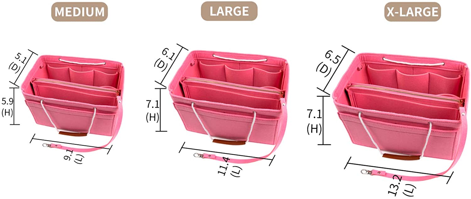 Purse Bag Organizer Insert with Lots of Different Size Spaces Divider Shaper for Speedy Shoulder Hobo Bag Keep Stuff Organized