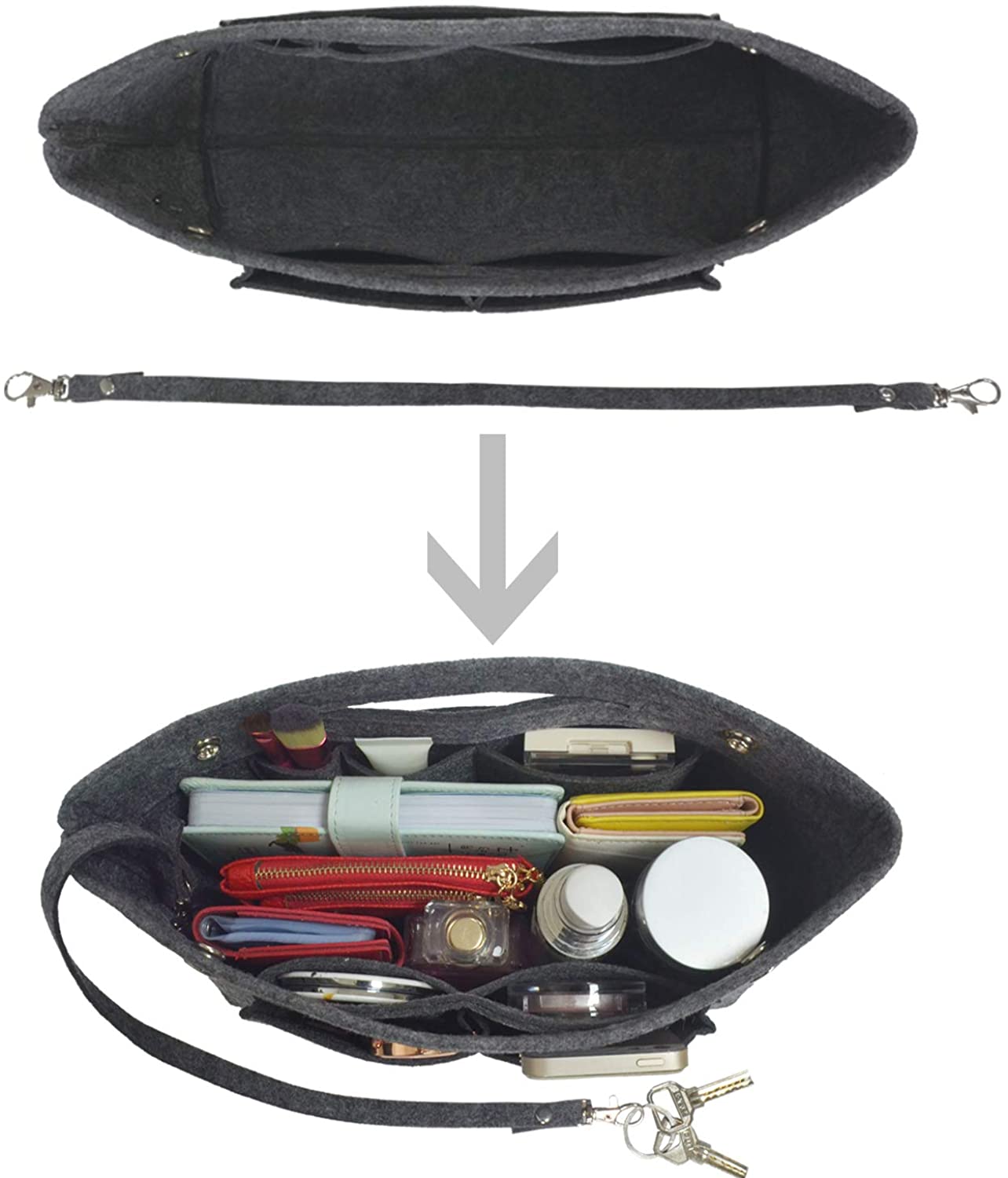 YIICOOLY Felt Tote Handbag Purse Organizer Insert Divider Shaper Bag in Bag