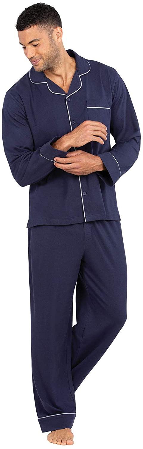 PajamaGram Classic Mens Pajamas Cotton - Men Pajamas Set