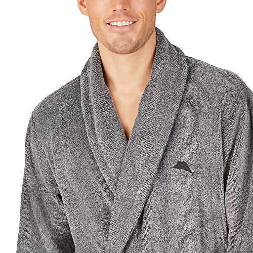 Tommy Bahama Men's Plush Robe, Grey, Large/X-Large